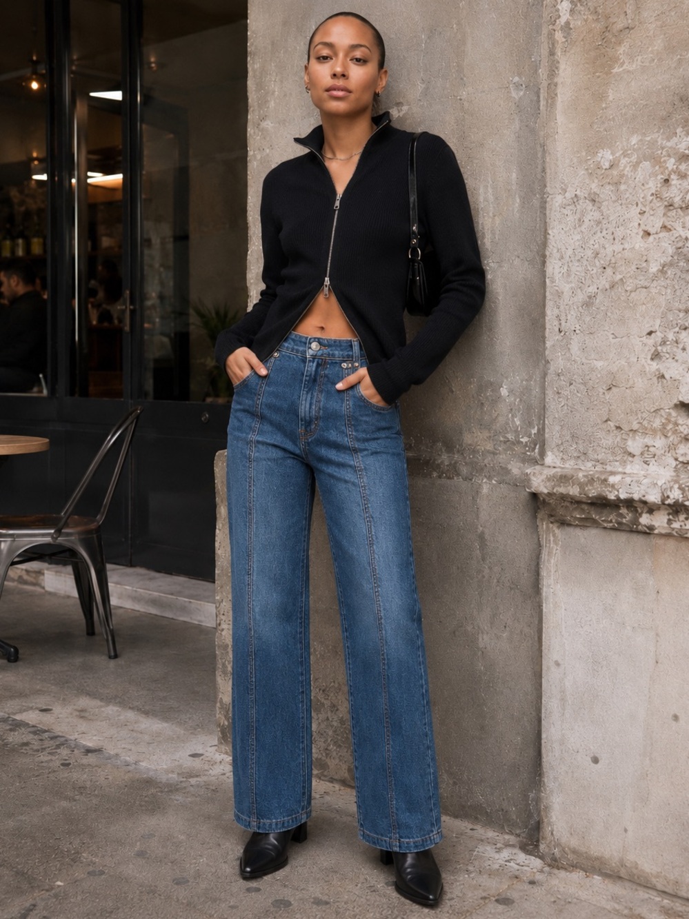 DRIFTWOOD Blue Jeans Vertical Seam Stitch Bootcut Size 30 Casual Everyday Edgy